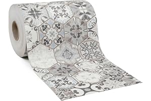 Giuri Tessuti - PASSATOIA per Cucina in Vinile - Tappeto Runner Antiscivolo e Lavabile in PVC - Largo 50 cm (320 CM, HEXOR CLOUD)