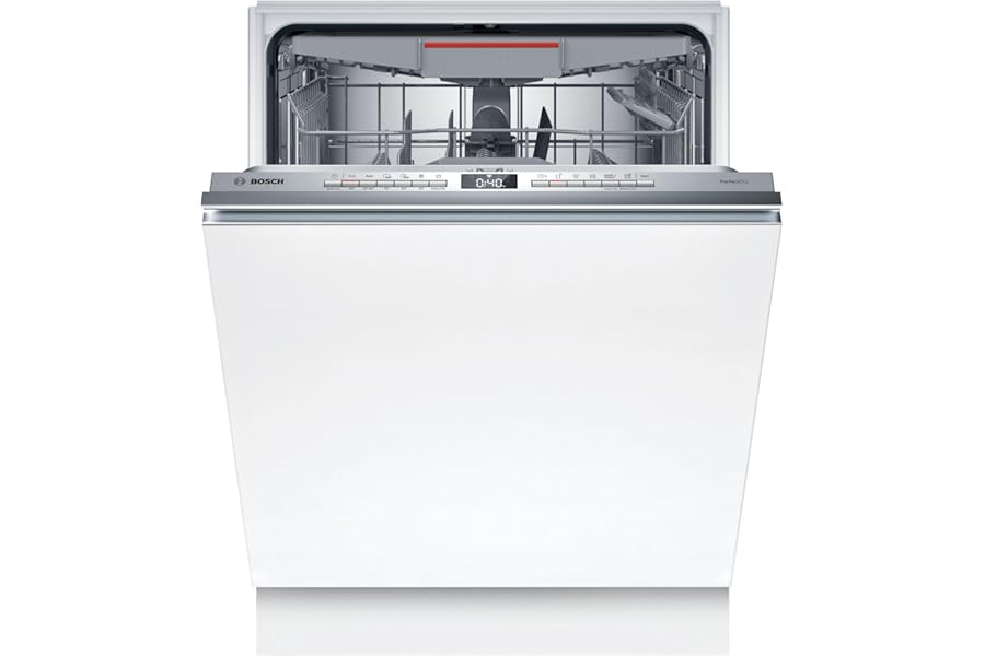 Bosch SMV6YCX02E Series 6 Smart Built-in Dishwasher, Fully Concealed, Adaptable Baskets, Drying with Zeolite, Floor Wash Indicator, Low Emission Steel, 60 cm
