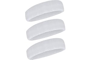 WILLBOND 3 Pièces Bandeau de Sport pour Hommes et Femmes, Bande de Cheveux Élastique Non Slip Évacuation de l'Humidité Bandeau en Coton pour Sports