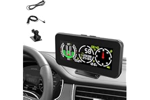 KAISAL Digital Inclinometer, Pitch Angle Slope Meter, Car Speedometer with Speed Alert, HUD GPS Speedometer, Compass for Off-Road Vehicles