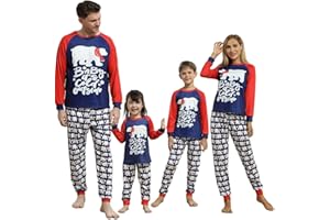 LWYOU Weihnachts Pyjama Family Set-Xmas Weihnachts Schlafanzug Familie mit Rot&Blau Eisbär Familie Weihnachten Pyjamas Hose&Langarm Christmas Pyjama Nachtwäsche Outfits für Damen,Herren,Paare,Kinder…
