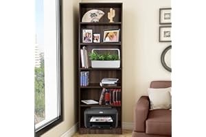 Absolute Deal Tall Narrow Bookcase Storage Unit With Adjustable Shelving Furniture For Living Room Home Office, Brown Walnut, 60 x 29 x 180 cm