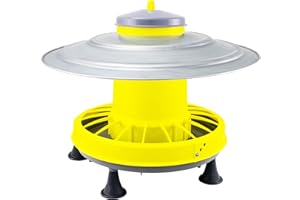 Zootec Mangiatoia Galline 9 kg con Antipioggia Parasole in Lamiera Zincata, per Polli, Anatre, Oche, con Antispreco, Automatica, a Tramoggia, da Appendere, in Plastica, da Esterno/Interno