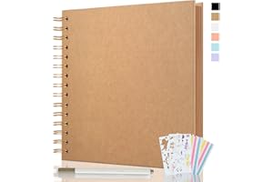 JAECU Album Photo Spirale Scrapbook 21x21cm, DIY Scrapbooking Album 40 Pages, Livre D'or pour Voyage Mariage Anniversaire Cadeaux pour Bebe Enfant Couple (Kaki)