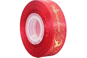 LOOGI 22m Schleifenband 25mm Satinband, Geschenkband Weihnachten Breit Rot Dekoband Weihnachtsband Stoffband mit Frohe Weihnachten