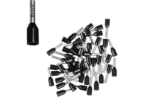 Afeld Elektro Lot de 50 embouts de câble isolés noirs 1,50 mm² - Longueur des manchons : 8 mm - Longueur totale : 15,2 mm - Pour conducteurs à fils fins et à fils fins