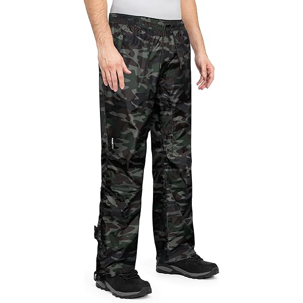 KUTOOK Waterdichte regenbroek voor heren, motorfiets en sneeuw, reflecterend, met 2 zakken met ritssluiting, maat S-4XL, voor wandelen, trekking en fietsen, Zwart, 3XL