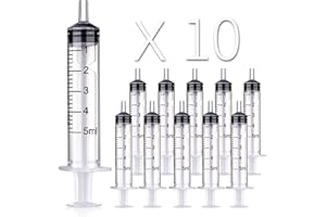 GSSFASHION 10 Pcs 5ml / 5cc Spritze ohne Nadel für das Handwerk, die Haustierfütterung, Industrie und Wissenschaft (5ML), Transparent