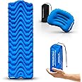 RAMBLER PEAK Camping Mat with Inflatable Pillow Ultralight Sleeping Mattress Pad with Air Pillow | Keeps You Warm Outdoors for Wild Camping, Backpacking & Hiking | Lightweight Single Bed | UK Brand