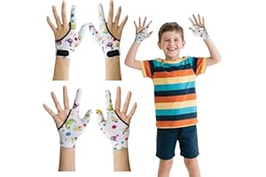 SHDGFB Lot de 4 gants de compression pour le pouce - Pour enfants - Pour enfants - Arrêtent de sucer le pouce et de mordre les doigts - Pour enfants de 5 à 13 ans (dinosaure blanc)