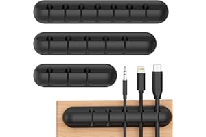 KOLAMOM Support de câbles Clips de câbles, 3 pièces de gestion de câbles, Avec 2 couleurs de câble-organisateur pour bureau, câbles d'alimentation, câbles de charge USB, chargeurs, câbles audio