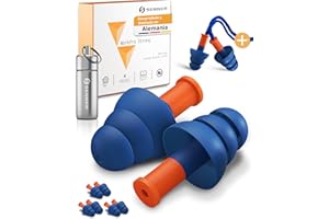 Senner ® WorkPro Strong | Tapones para trabajar - Ideales para fuentes de ruido alto - Protección auditiva laboral y en casa - 3 pares extra, cordón de nailon y contenedor de aluminio