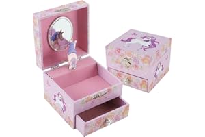 TAOPU Sweet Square Musical Jewelry Box with Spinning Cute Little Pony Figurines Music box Jewel Storage Case for girls