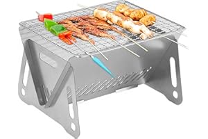 ZIMOER Collapsible Campfire Grill Camping Fire Pit, Foldable Wood Burning Charcoal Grill with Bag, Assemblable Removable Stove with Grill Mesh, Portable Camping Grill for Travel, Outdoor Cooking