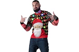 U LOOK UGLY TODAY Unisex Men's LED Christmas Jumper Light Up Novelty Rudolph Santa Reindeer Snowflakes Knitted Xmas Tree Ladies Sweater