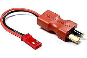 VUNIVERSUM 1 adaptateur de qualité supérieure T-Dean mâle vers femelle 2 broches avec alimentation JST BEC pour batterie LiPo, câble adaptateur à courant élevé, modélisme