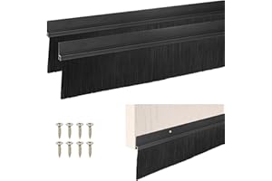 M METERXITY 2-Pack Door Brush Bottom Sweep, 39" L x 3.3" W H-Shape Aluminum Alloy Base with 2.4" Nylon Brush for Industrial/Home/Garage Door Seal, Strong Adhesive Weather Stripping [Black]