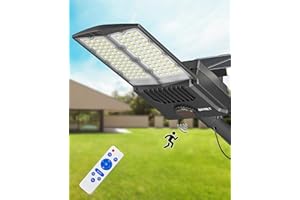 JAYNLT Y-9000W Lampione Solare Led Esterno, 6500K Faretto Led da Esterno con Sensore Movimento, IP67 Impermeabile Lampada Stradale Potente con Telecomando per Cortili, Vialetti, Garage