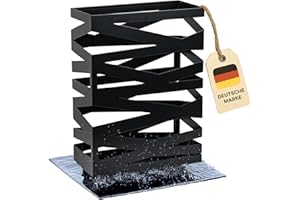 Dönges Premium Regenschirmständer 'Maxi' aus Metall mit Abtropfschale und Haken - Platzsparend 34x14x46 cm - Elegantes Schwarz - Ideal als Dekoration für Eingang & Flur