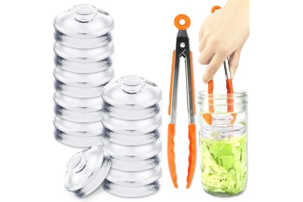 Artcome Lot de 10 poids de fermentation en verre avec poignée facile à prendre en main et texture unique pour bocaux Mason à large ouverture