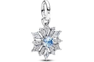 PANDORA Moments Disney Frozen Elsa Fiocco di Neve - Charm con ciondolo in argento sterling con cristallo artificiale e zirconia, compatibile con ME e Moments, 794209C01