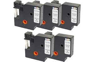 PRESTIGE CARTRIDGE 5 Casetes de Cinta compatibles con Dymo 45020 S0720600 Blanco sobre Transparente 12mm x 7m para DYMO LabelManager 160 210D 260P 280 360D 420P 500TS PnP MobileLabeler LabelPoint LabelWriter 450 Duo