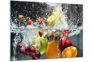ARTTOR Moderne Impression sur Verre 100x70cm Image Tableau en Verre Decoration Murale Fruits eau éclaboussures nourriture Grand Tableaux Decoratifs Muraux Chambre Horizontal Deco Salon Art GAA100x70-2972