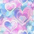 Neon Hearts Pink Blue Wallpaper - Modern Contemporary - Trendy Stylish Kid's/Children's Bedroom Feature Wall