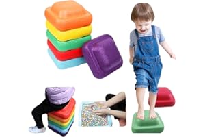 Homemari Stepping Stones Kids, Balance Board Kids, Obstacle Course Kids, Rainbow Crossing River Stones, Beam Game Sensory Play Outdoor Indoor, Stackable Non-Slip, Exercise Balance & Coordination