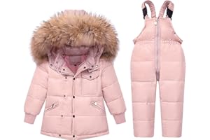 Baogaier Enfant Combinaison de Neige Hiver Garçons Filles 2 Pièce Ensemble Ski Veste de Duvet à Capuche + Pantalon Salopette Doudoune Manteau Imperméable Vetement Tenue Bébé Garçon Fille 1 2 3 4 5 ans