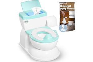 JOOL BABY PRODUCTS Real Feel Potty with Wipes Storage, Transition Seat & Disposable Liners - Realistic Toilet - Easy to Clean & Assemble - Jool Baby (Aqua)