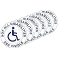 wisdompro 6 Pcs Not All Disabilities Are VISIBLE Car Sticker, Disabled Car Stickers inside Window, Disabled Badge Sticker Vinyl for Car, Round 115mm - Blue on Clear