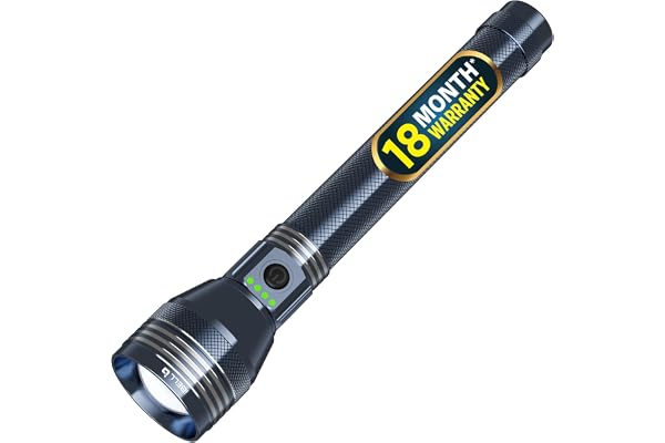 IBELL FL9359BL Rechargeable LED Torch Telescopic Zoom, Type-C Fast Charging, Ultra Long Range, Aircraft Aluminum Body, and Bright Cool Daylight Beam Flashlight with 3 Light Mode (Blue)