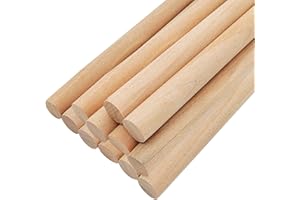 XYQMLY 12Pcs Wooden Dowel Rods, 1/2 x 12 Inch Unfinished Round Sticks for Craft, Hardwood Rod, Precut Sticks for Tiered Cake Support, Arts DIY, Grooved Fluted, Carpentry