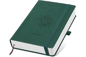 AWBETY Cahier A5 Pointillé | 300 Pages | Papier 100g/m² | S'ouvre à 180° | Couverture Souple en Cuir Design Vintage | Idéal pour le Travail, Bullet Journal et Études (Vert)