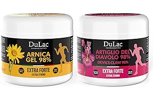 DULÀC FARMACEUTICI 1982 DuLàc, Diabelski Pazur 98% i Żel Arnikowy 98%, Zestaw Krem-Żel do Ciała 2x500 ml, do Masażu Skóry Mięśni i Stawów, Testowany Dermatologicznie, Testowany na Nikiel, Wyprodukowany we Włoszech, 1000 ml
