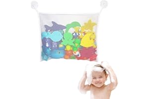 FOGCOSY Bath Toy Storage - 1 Pcs Bath Toy Storage Organizer with Suction Cup, Multi-use Net Bags, Perfect Bathtub Toys Holder & Bathroom or Shower Caddy for Kids and Toddlers (White)