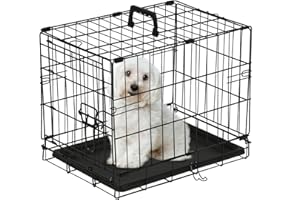 GADGETHAVEN Dog Crate, large Medium Dog Cage with 2 Doors and Removal Tray Folding Metal Pet Training Cage Animal Carriere (18inch)