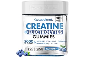 Supplmnt. Creatine Gummies with Electrolytes, 5000mg Creatine Monohydrate, Blueberry Flavour, 120 Gummies – Vegan, Gluten-Free, Non-GMO – Food Supplement – 30-Day Supply