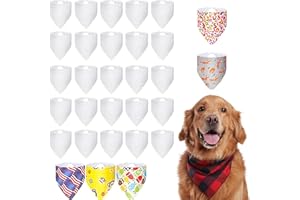 Dasing 30 Pcs Sublimation Blank Pet Bandana Heat Transfer Washable DIY Triangle Dog Scarf Bibs Kerchief for Puppy Cats