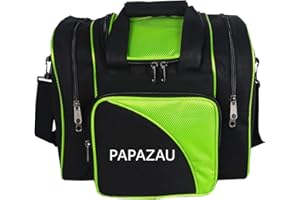 PAPAZAU Bowling Bag for Single Ball - Single Ball Tote Bag with Padded Ball Holder - Fits a Single Pair of Bowling Shoes Up to Mens Size 14