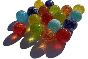 FAIRY TAIL & GLITZER FEE 18 Handgefertigt Mundgeblasen Punktmuster Bunt 16mm Murmel Murmeln Blau Rot Gelb Rot Kugeln Bunte Glas Dekokugeln