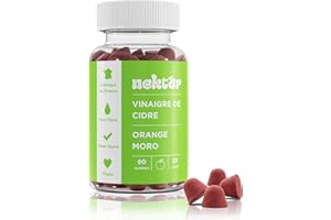Nektar | Gummies Vinaigre de Cidre 1000mg | Orange Moro | Chrome | Vitamine B6 | Perte de Poids, Digestion, Glycémie & Énergie | Sans Sucre, Vegan | Fabriqué en France