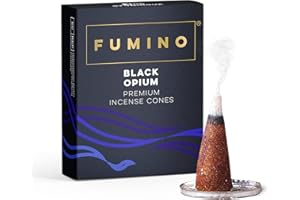 Fumino Coni di Incenso Fresco Fragranza Black Opium, 15 per Scatola, Masala, Agarbatti, Joss Fragranze per Relax, Meditazione e Per la Casa e L'arredamento