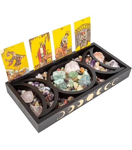 Curawood Lotus-Kristalltablett Aus Akazienholz, 27,9x17,8 Cm, Mit Blütenblättern, Zur Präsentation Von Steinen & Schmuck