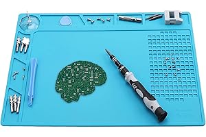SVUPUE Tapis de Soudure, Tapis de Soudure Magnétique, Tapis en Silicone Résistant à la Chaleur Jusqu'à 500 °C, 34x23cm Tapis de Travail de Soudure, Avec Echelle et Position des vis, pour Pistolets à Souder