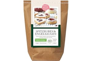 BAKE WITH LOVE Weihnachtsplätzchen Spitzbuben Engelsaugen Bio Backmischung | Husarenkrapfen Plätzchen mit Marmelade vegan | Bio-Mehl aus Deutschland