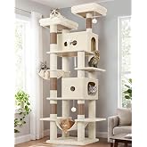Globlazer S80B Tree Scratching Tree Beige XXL 204 cm Stable for 3-5 Grand | Stable Multi-Level Scratcher with 2 Large Nests,