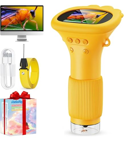 1000X Digitales Mikroskop Für Kinder Mit 2 Zoll IPS Display - Tragbares Kinder Mikroskop Mit Kamera, 32GB SD-Karte, USB Aufladbar & Zubehör Set