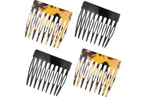 Bewudy 4 Stück Haarkamm Zum Stecken, Französische Haarspange Mini Steckkamm Haare Haarklammer Klein Spaltzahn Französische Haar Seitenkämme Vintage Stil Haartypen(Leopardenmuster Schwarz)